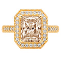 Champagne Simulated Diamond Halo Ring K14341
