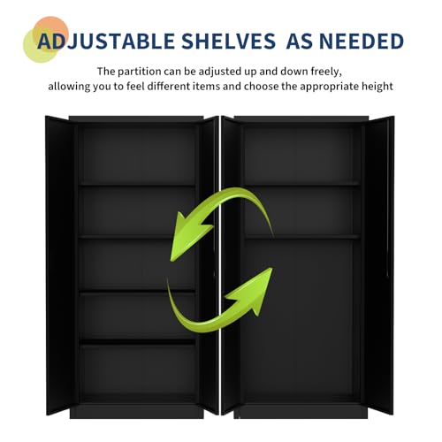 Metal Storage Cabinet with Lock, 4 Adjustable Shelves D187262