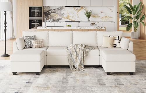 Beige 6 Seat Modular Sectional Sofa with Storage E47515