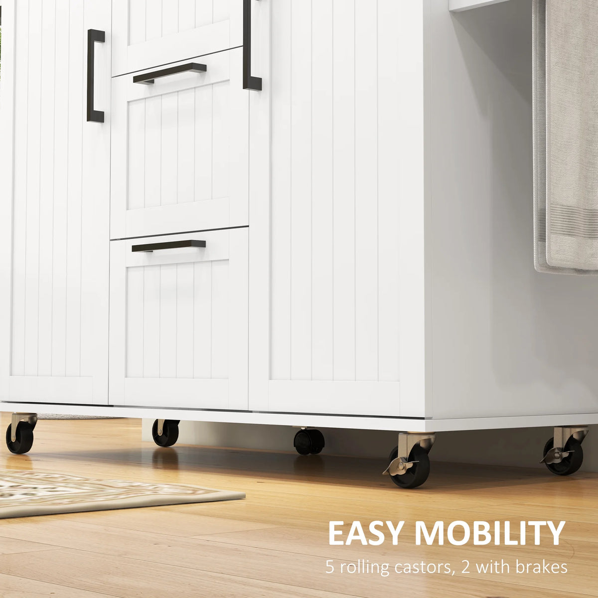 White Kitchen Island on Wheels G683