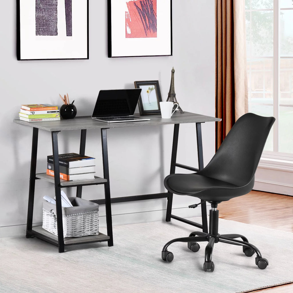 47'' Dark Grey Computer Writing Desk with 2-Tier Storage Shelves O52084