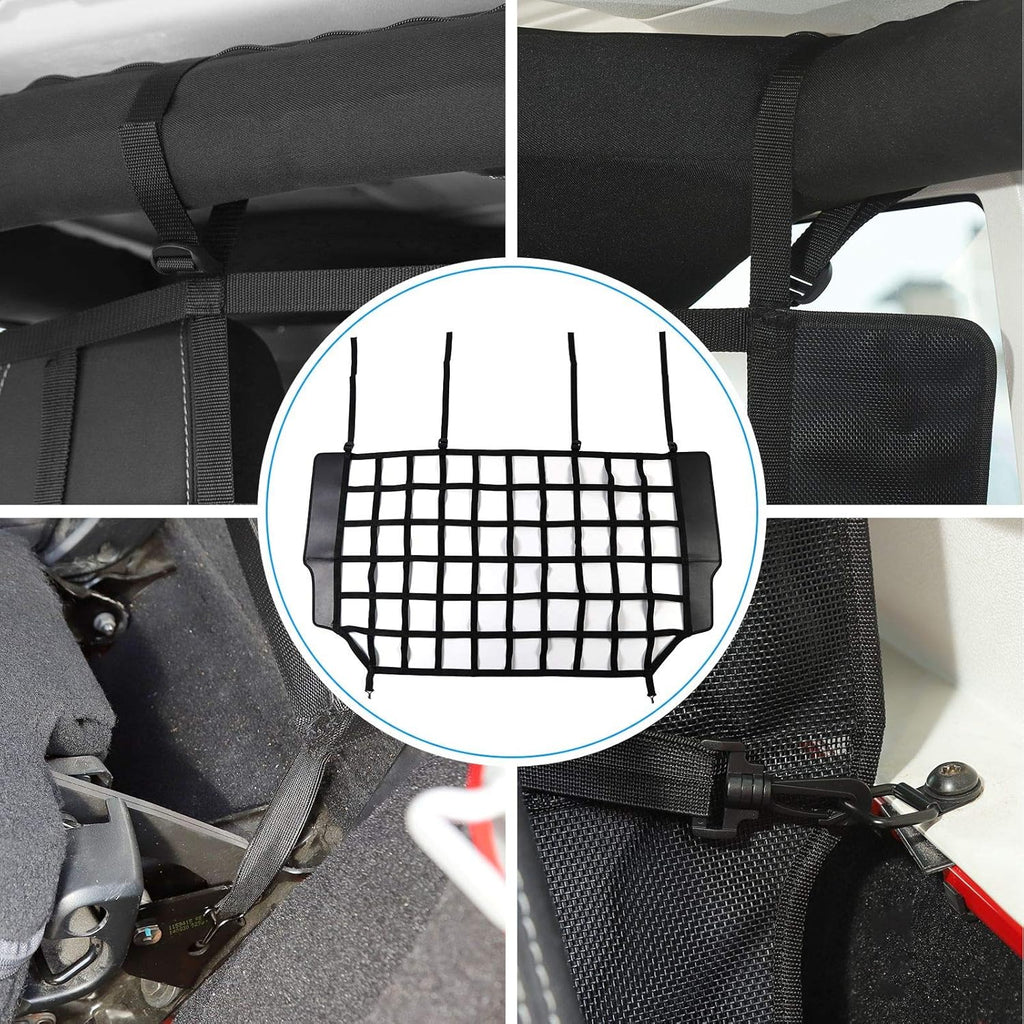 Car Rear Trunk Organizer Isolation Cargo Net, Mesh Dog Barrier Divider Net for Jeep Wrangler JKU & JLU 4 Door 2007-2021 Pack of 2 Z950