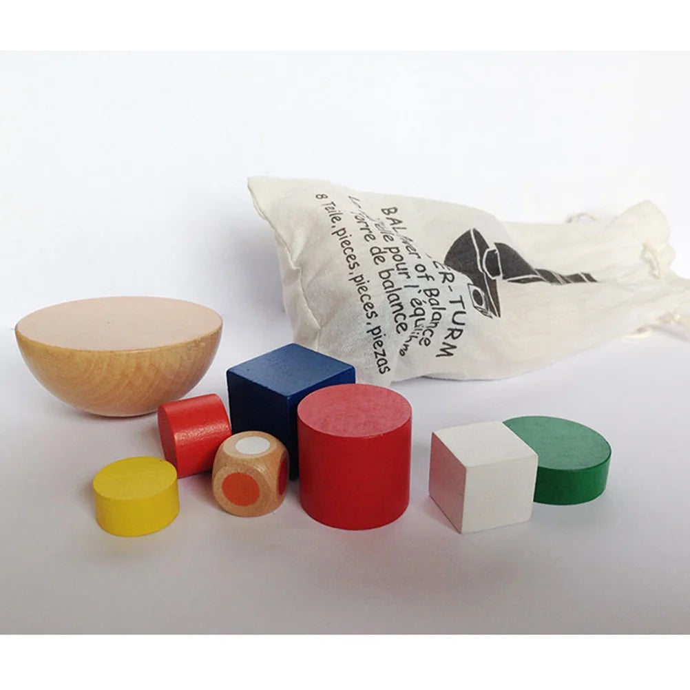 Wooden Hemisphere Balancing Games Stackable Building Blocks Set P19008