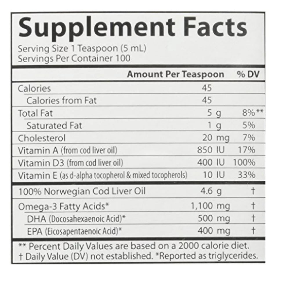 Cod Liver Oil Natural Lemon Flavor 8.40 oz Pack of 3 L771