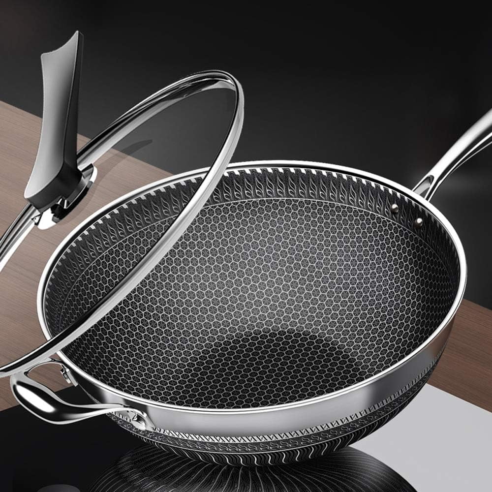 Stainless Steel Non Stick Honeycomb Frying Pan with Glass Lid X26649