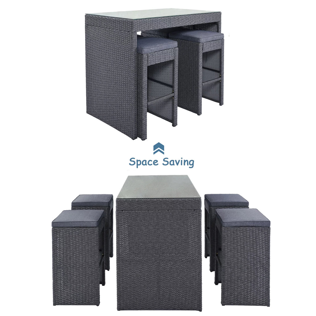 5 Pieces All-Weather Wicker Patio Dining Table Set L393