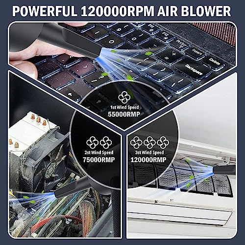 120000RPM 3 Speeds Cordless Electric Air Duster 7600mAh M53011