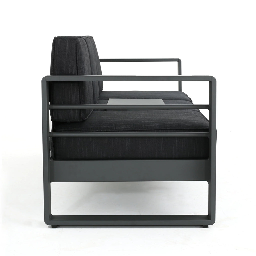 3 Seater Aluminum Loveseat Sofa with Tray X26147