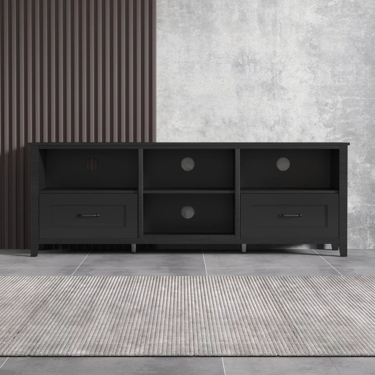 Black TV Stand with 2 Drawers and 4 Storage Compartments C195