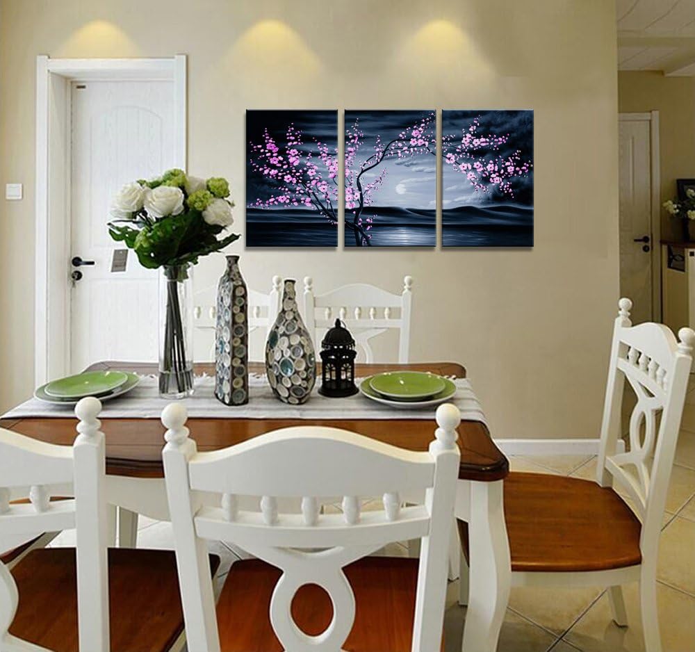 3 Pieces Purple Plum Blossom Canvas Painting Wall Art L706404