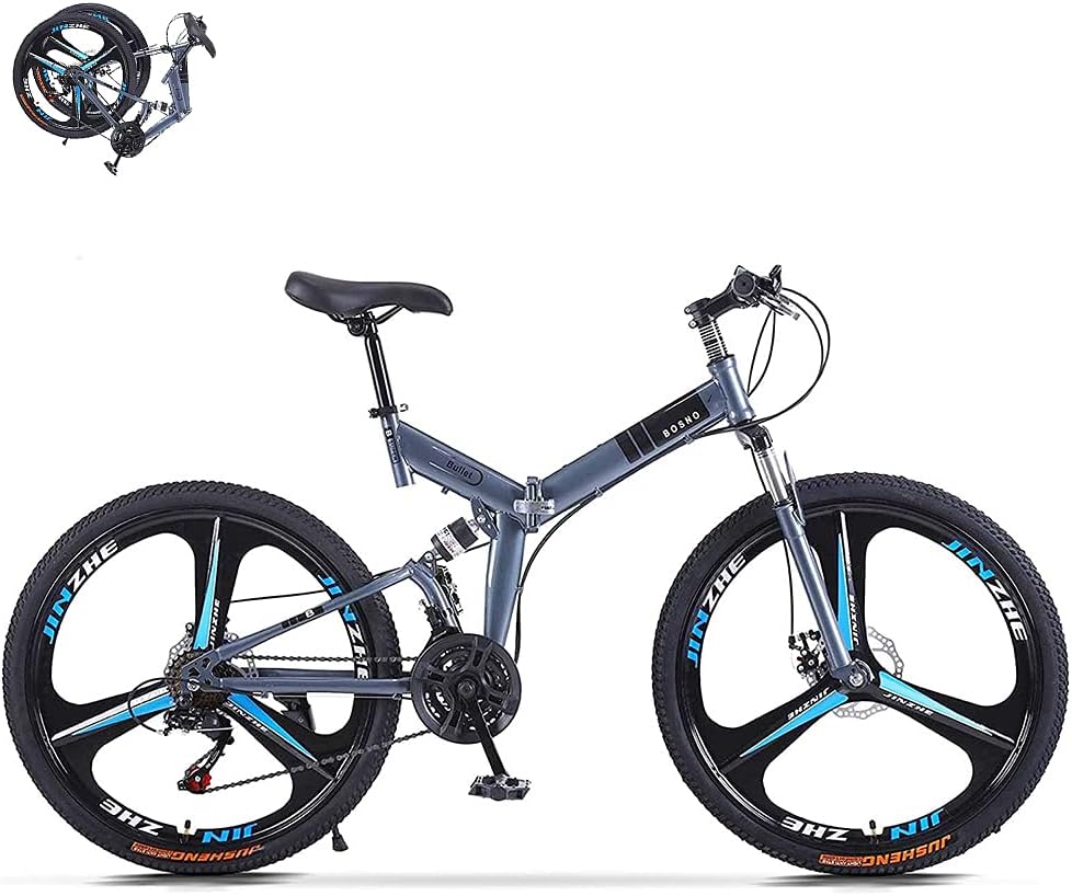 Mens 26 Inch Wheels Mountain Bike with High Carbon Steel Frame, 21-Speed, Disc Brakes T445749