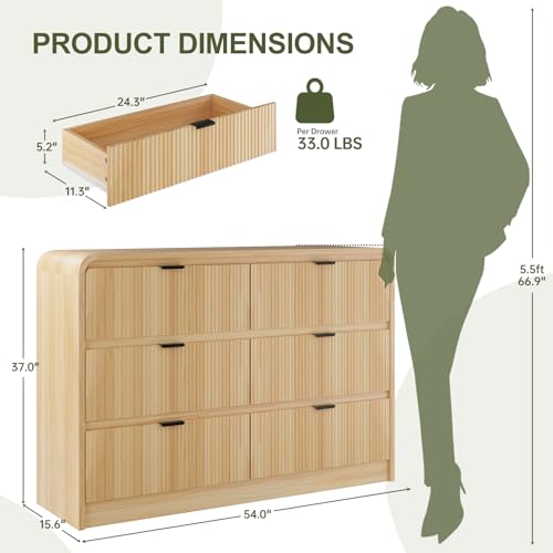 Natural Oak 5 Drawer Wood Dresser D100391
