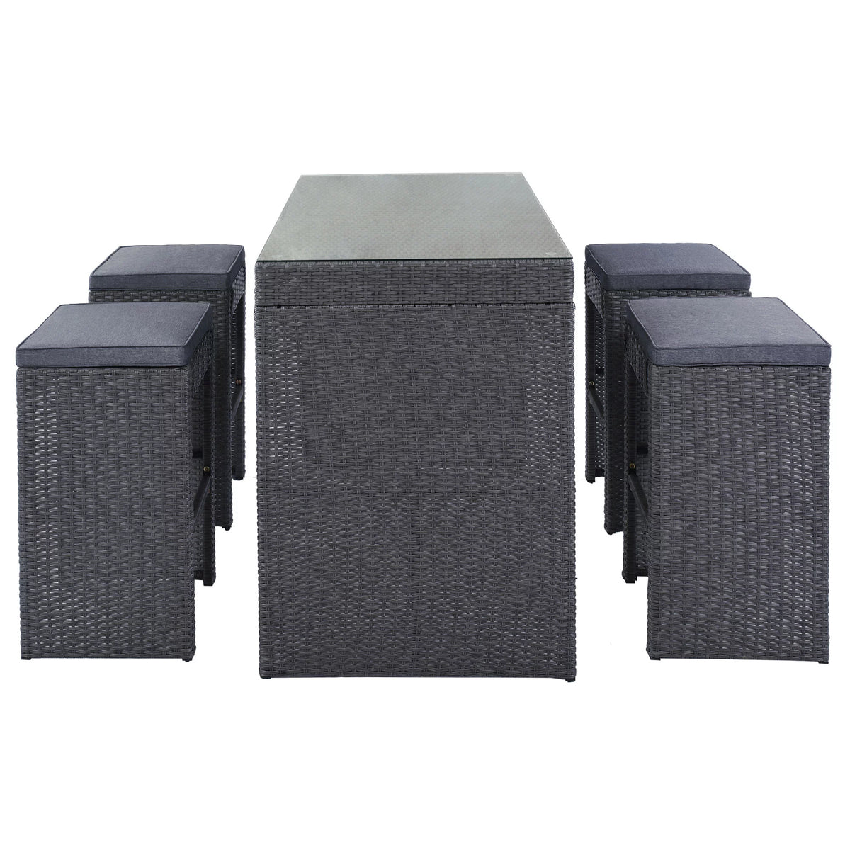 5 Pieces All-Weather Wicker Patio Dining Table Set L393