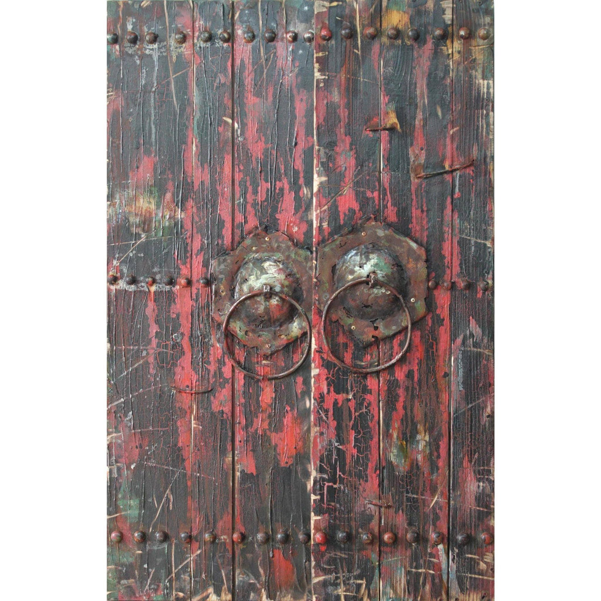 Antique Wooden Doors Mixed Media Hand Painted Iron Wall Art P69771