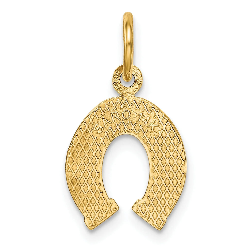 14K Yellow Gold Horseshoe Pendant Charm with 10K Yellow Gold Rope Chain Necklace 20'' F341921