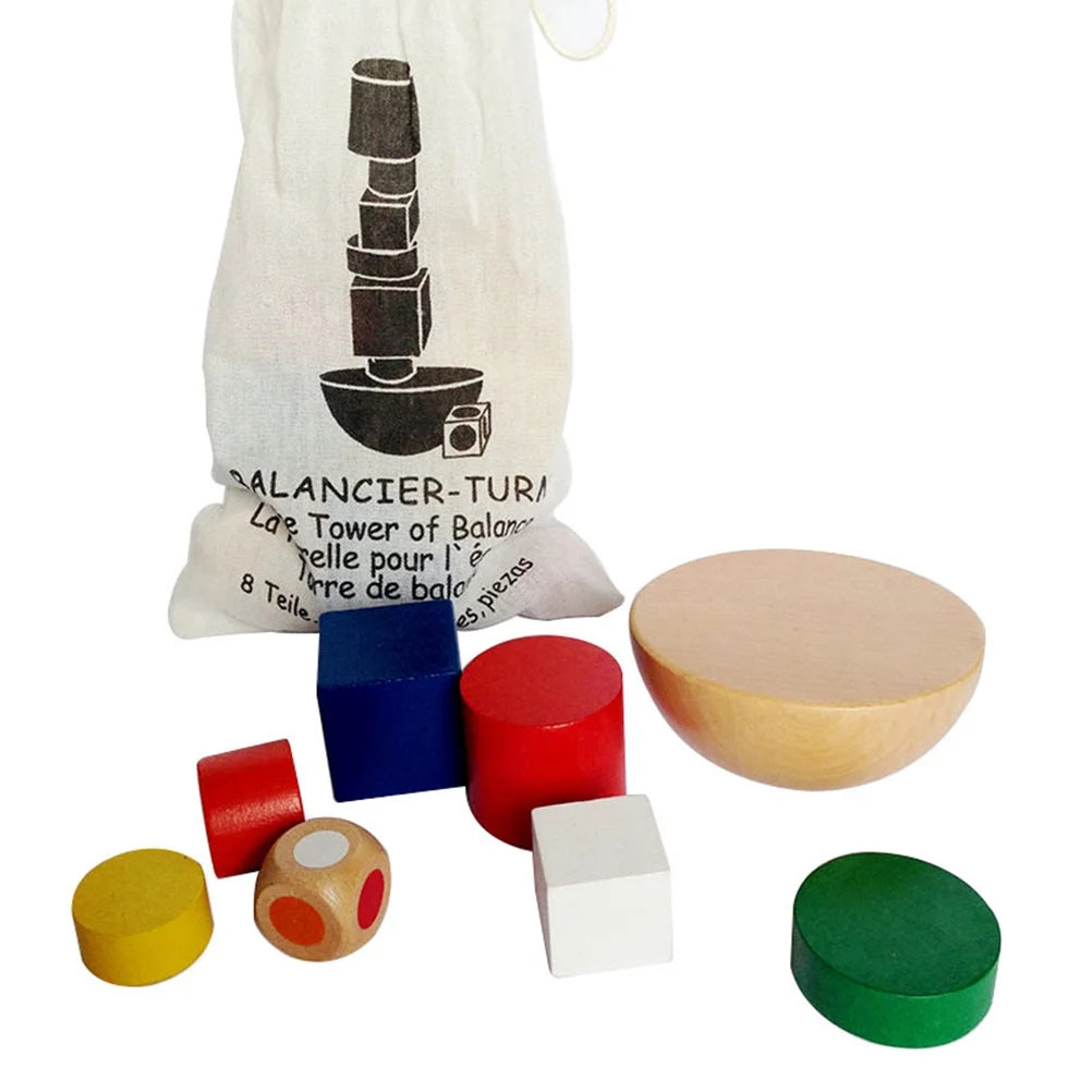 Wooden Hemisphere Balancing Games Stackable Building Blocks Set P19008