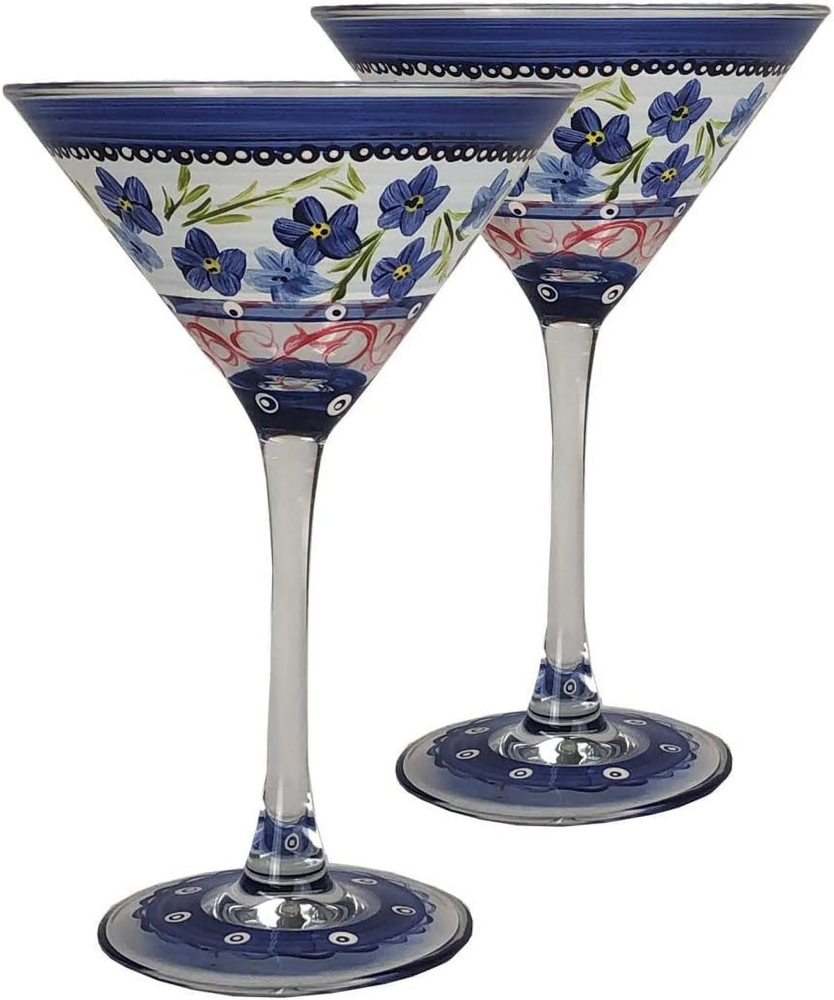 Hand Painted Martini Glasses Set Of 2 W129
