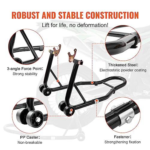 850lbs Motorcycle Stand Lift Front Rear Combo Black H414010
