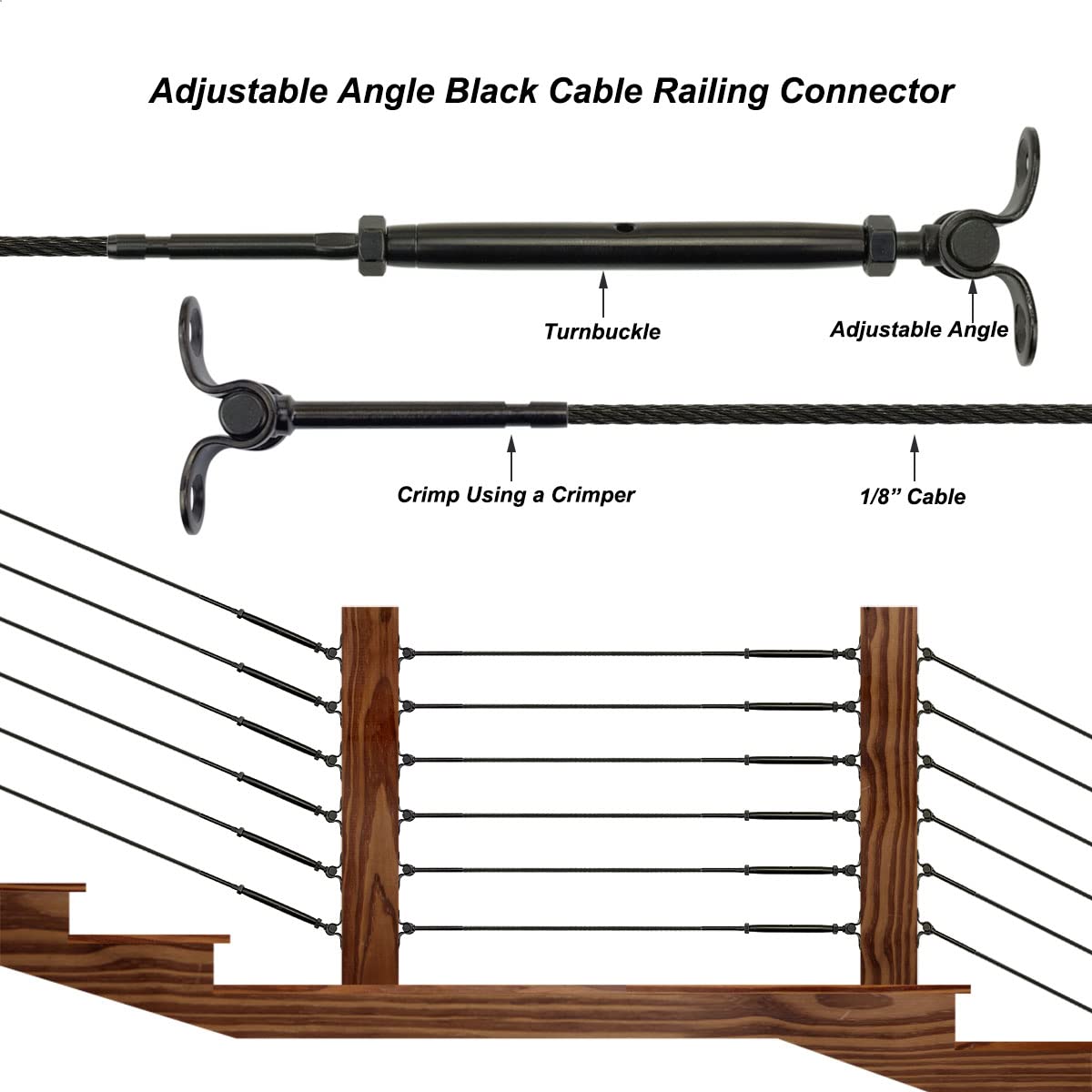 Black Cable Railing Hardware Kit, 10 Pairs D87980