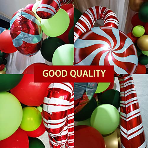 Christmas Balloon Garland Arch Kit with Red Gold Dark Green Balloons K82176