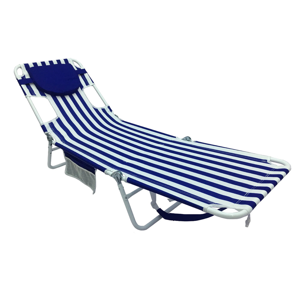 Blue & White Stripe Folding Beach Lounger J85812