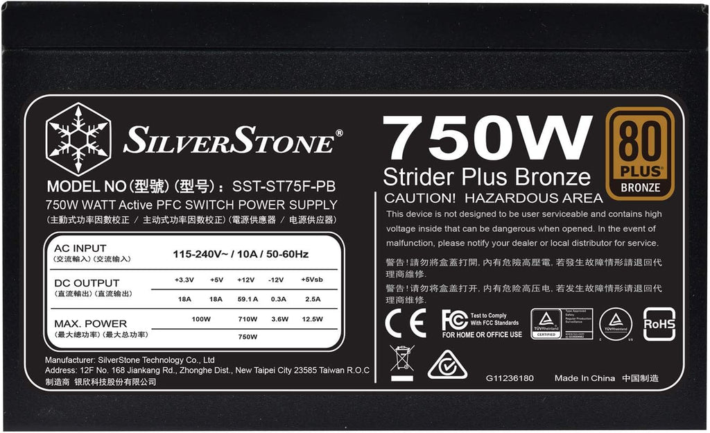 750 Watt ATX Power Supply 80 Plus Bronze Modular X239897