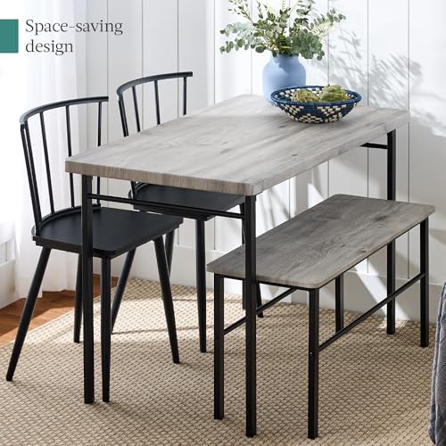 4-Piece Dining Table Set with 2 Chairs and Bench J88943