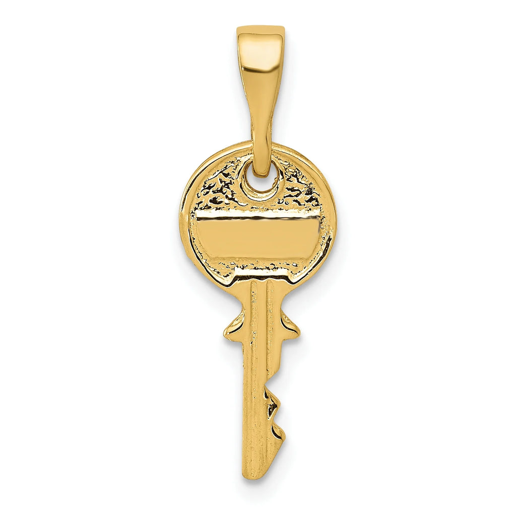 14K Yellow Gold Polished Key Pendant Charm With 10K Yellow Gold Rope Chain Necklace 16'' G686