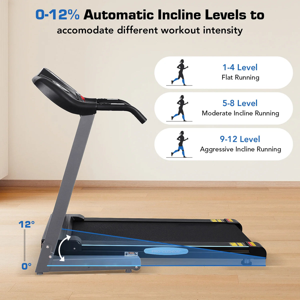 Folding Treadmill with 12% Auto Incline, 2.5 HP Motor V572706