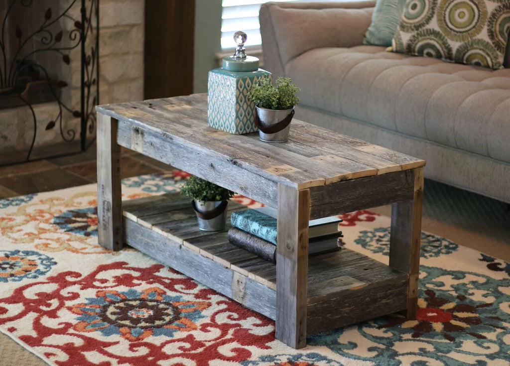 Unfinished Wood Coffee Table with Shelf E443779