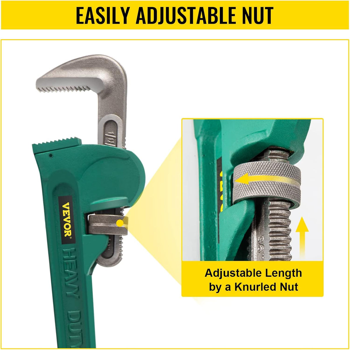 Heavy-Duty Straight Pipe Wrench 48", 4.3" Jaw Capacity, Pack of 2 N34704
