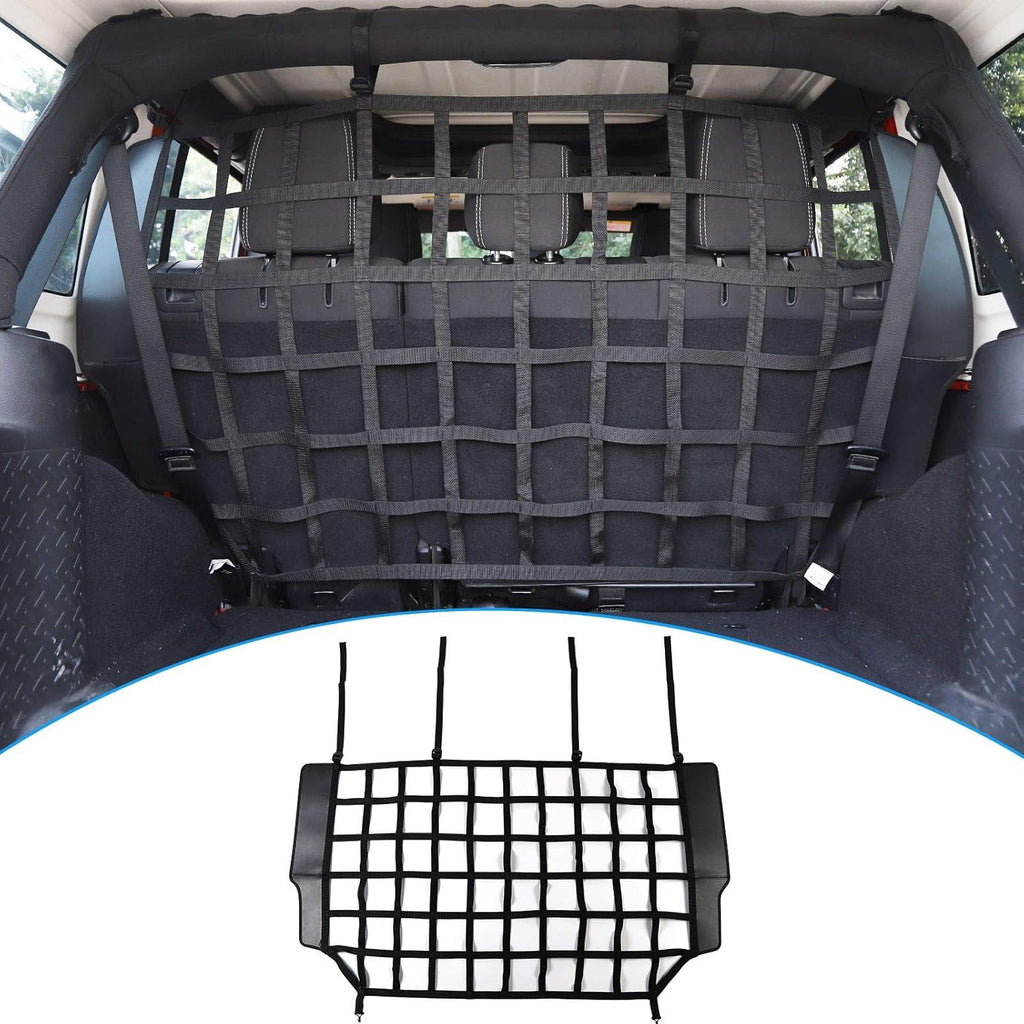 Car Rear Trunk Organizer Isolation Cargo Net, Mesh Dog Barrier Divider Net for Jeep Wrangler JKU & JLU 4 Door 2007-2021 Pack of 2 Z950