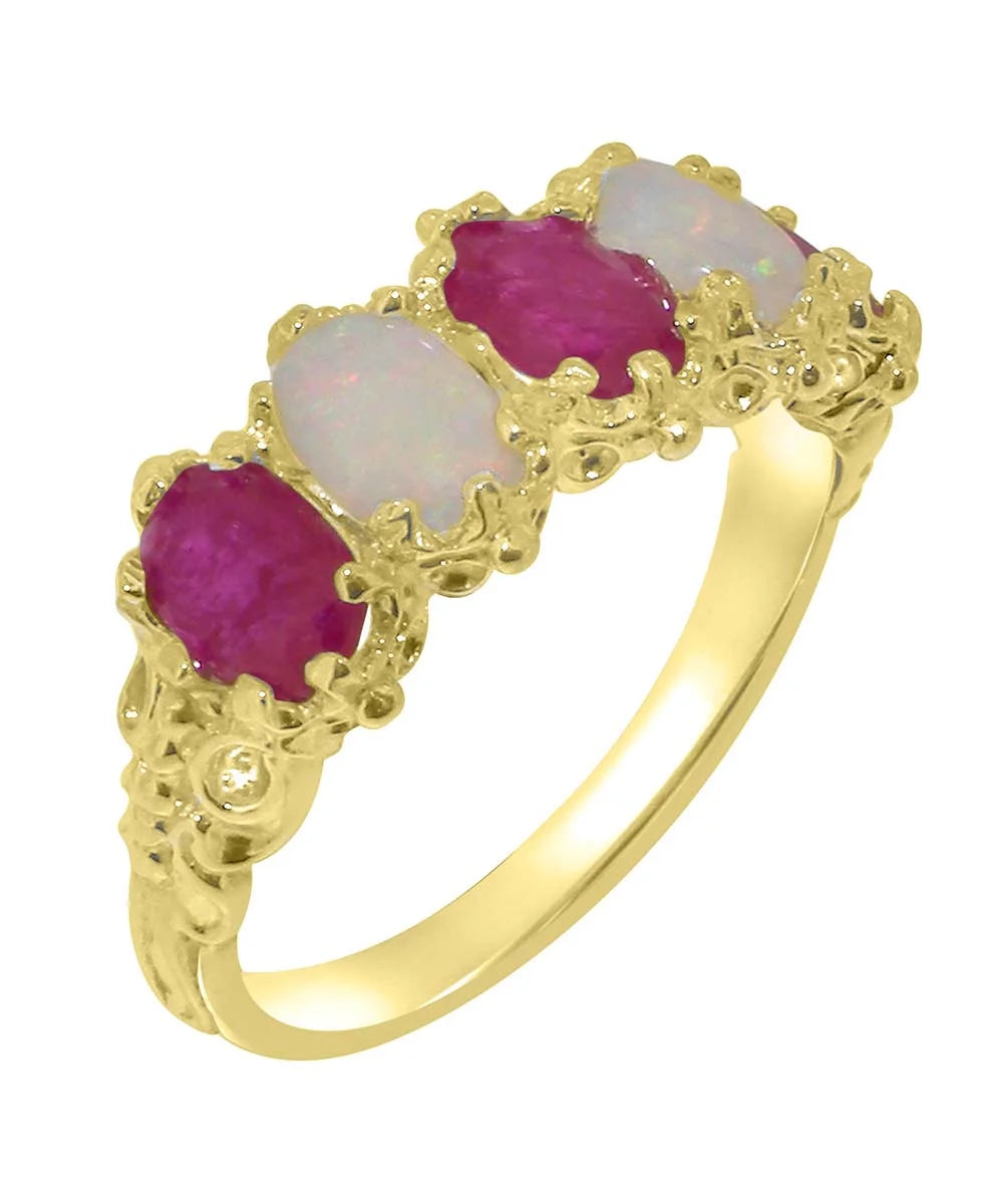18k Yellow Gold Natural Ruby & Opal Eternity Ring D497637