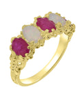 18k Yellow Gold Natural Ruby & Opal Eternity Ring D497637