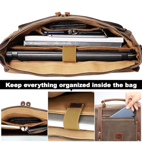 15.6 Inch Waterproof Waxed Canvas Leather Laptop Messenger Bag S462447