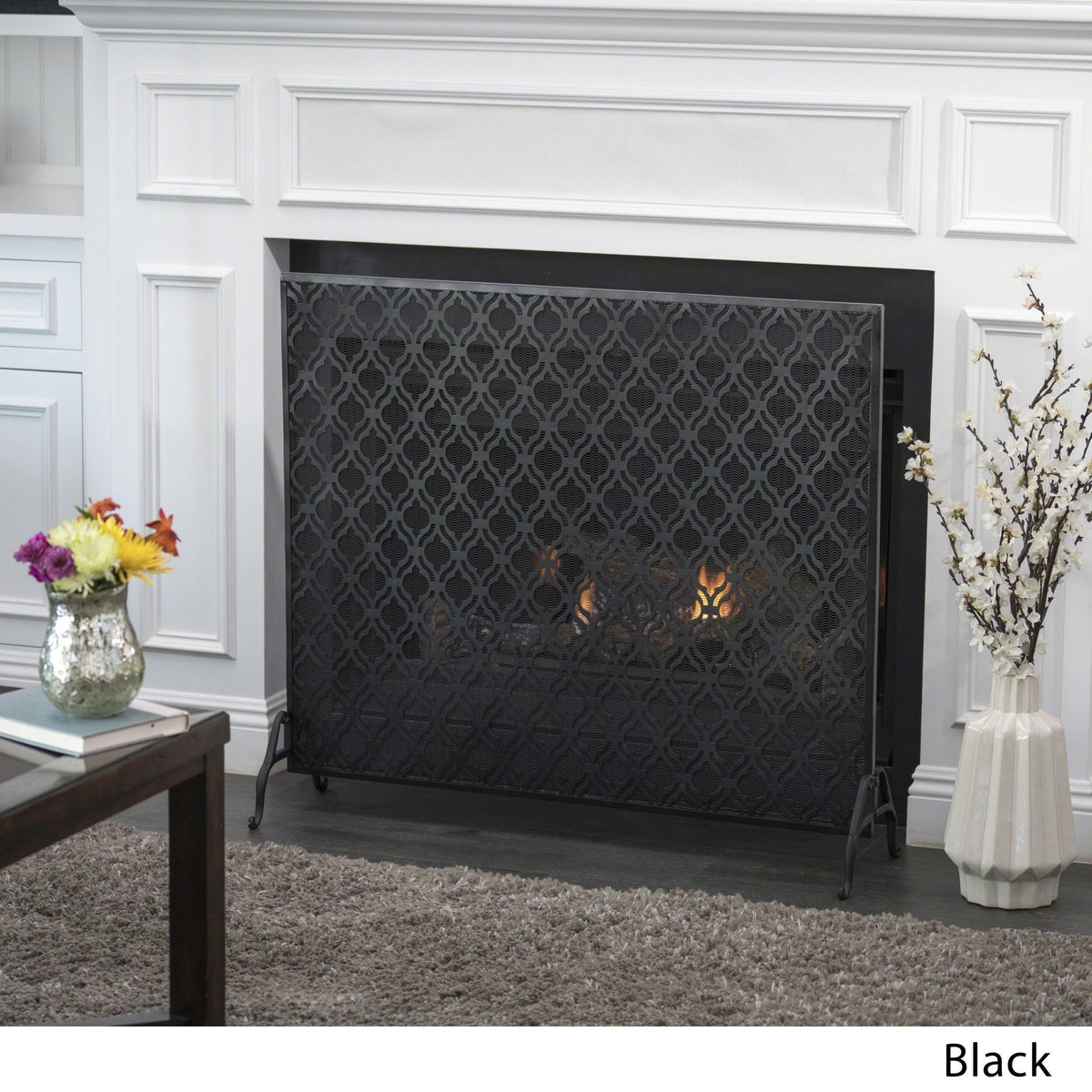 Black Iron Fireplace Screen Z130