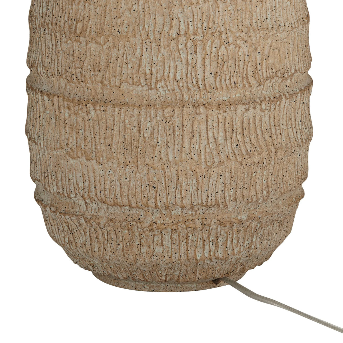 Farmhouse Rustic End Table Lamp Beige Faux Wood Oatmeal Fabric Shade W7921