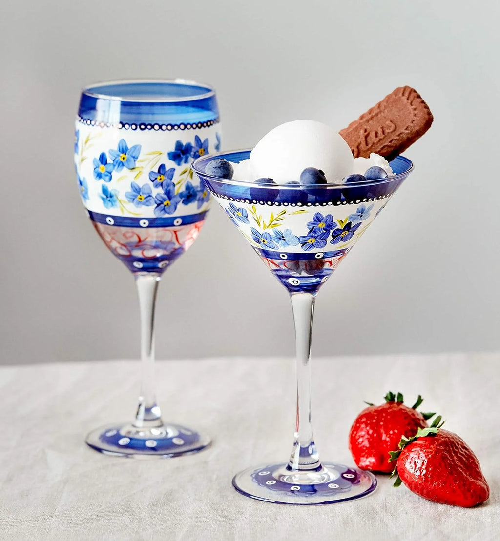 Hand Painted Martini Glasses Set Of 2 W129