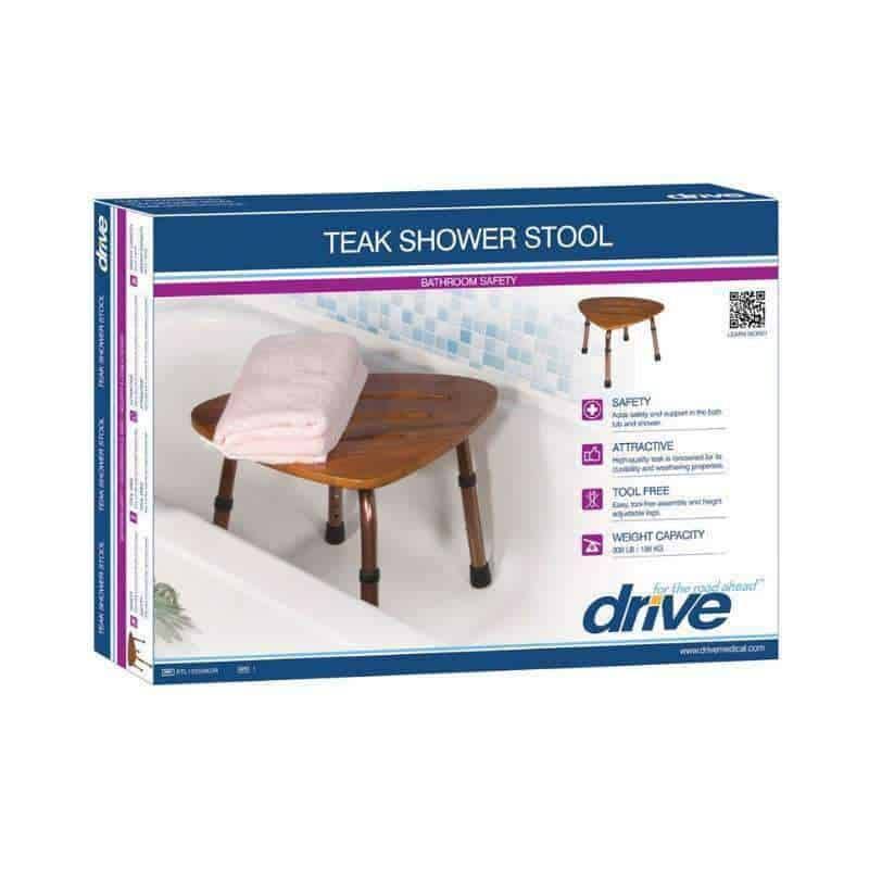 Adjustable Height Teak Bath Bench Stool P9564