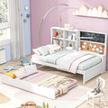 White Wood Daybed with Trundle, Storage Shelves and USB Ports I267