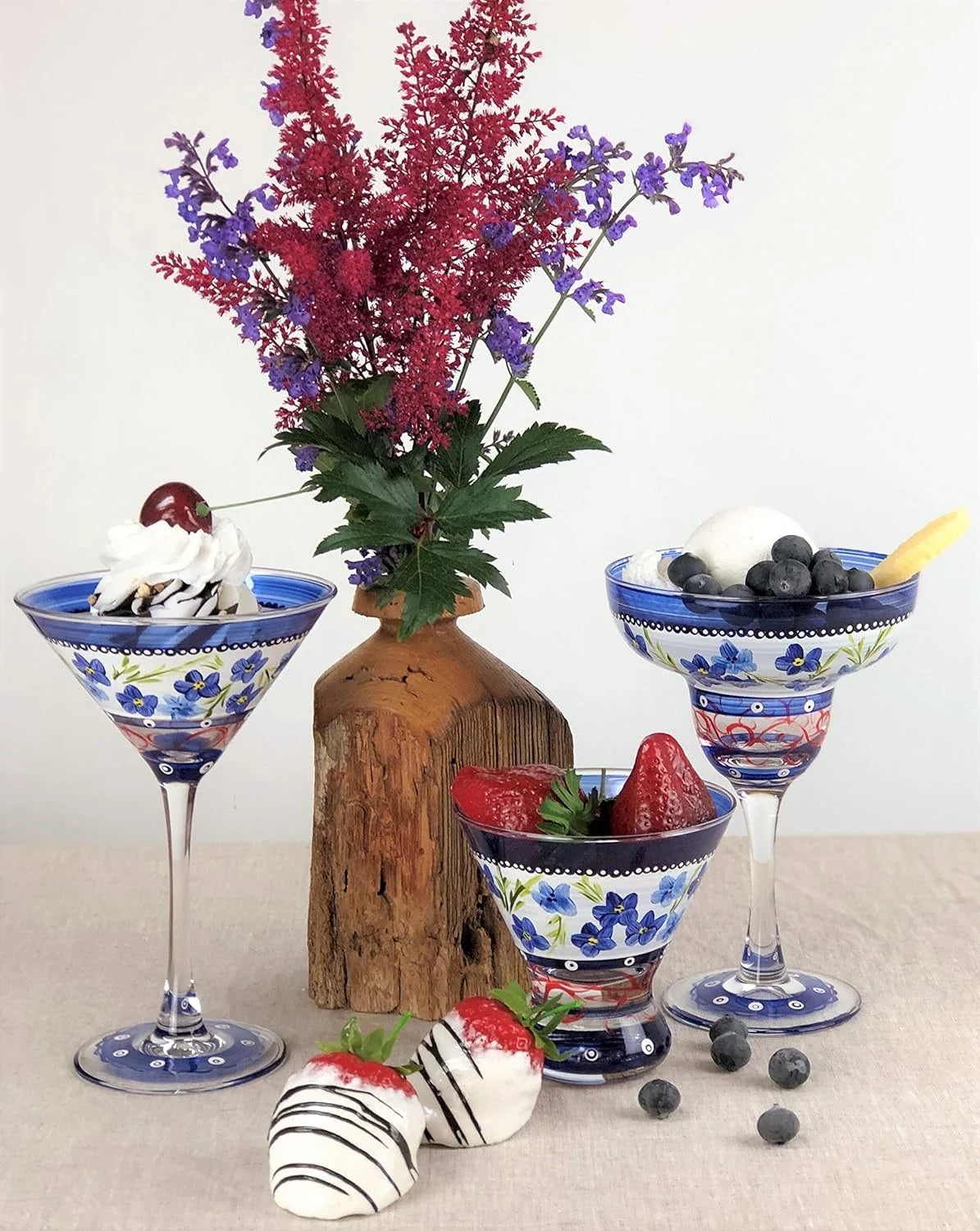 Hand Painted Martini Glasses Set Of 2 W129