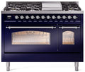 48 Dual Fuel Natural Gas Range in Blue with Chrome Trim C129265
