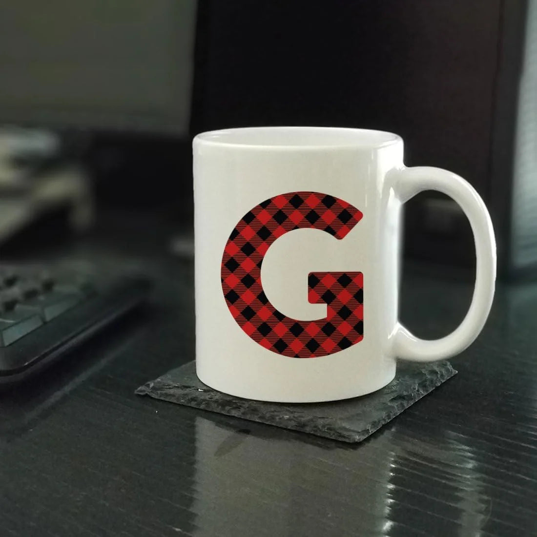Hot Chocolate Coffee Mug Gift, Red Plaid, 1-Pack C8435