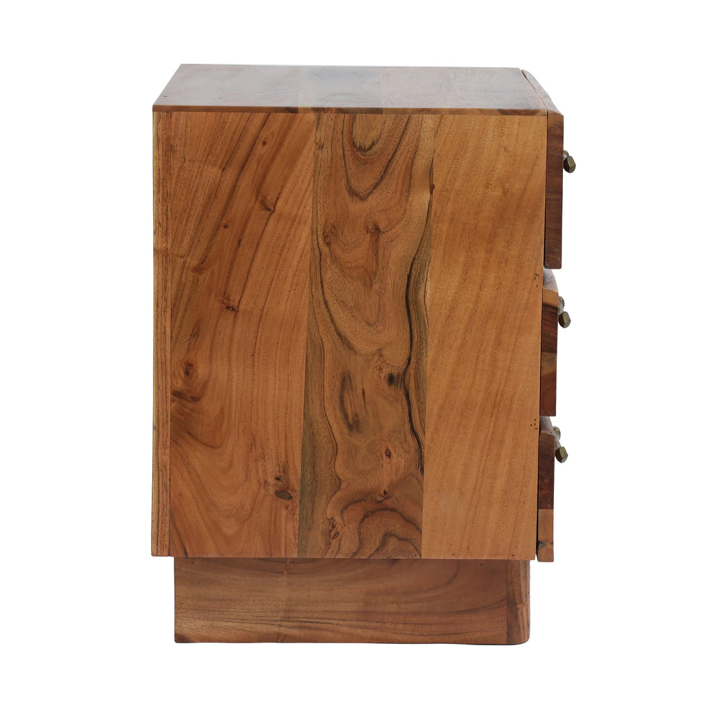 Acacia Wood 3 Drawer Nightstand T474528