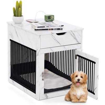 2-In-1 Dog Crate Side End Table with Drawer W10731