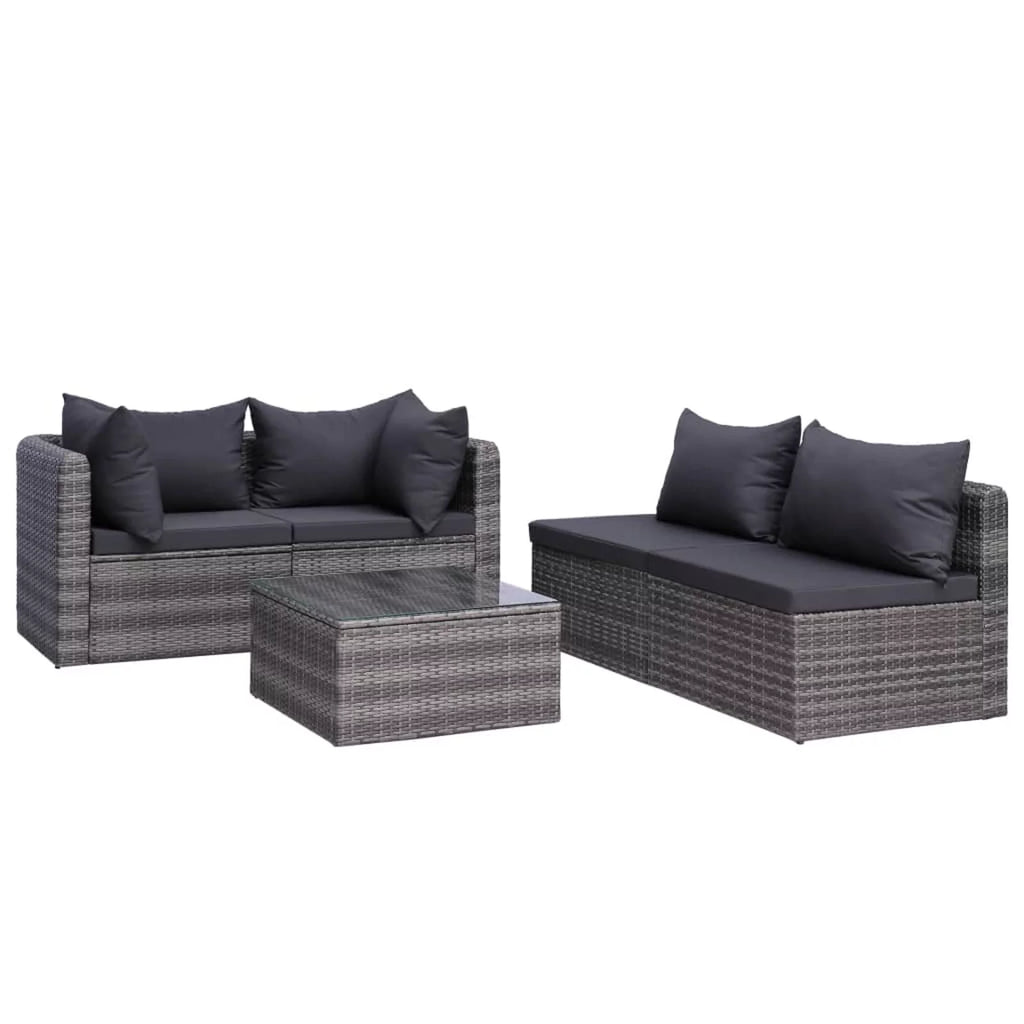 5 Piece Poly Rattan Patio Sofa Set with Cushions J50329