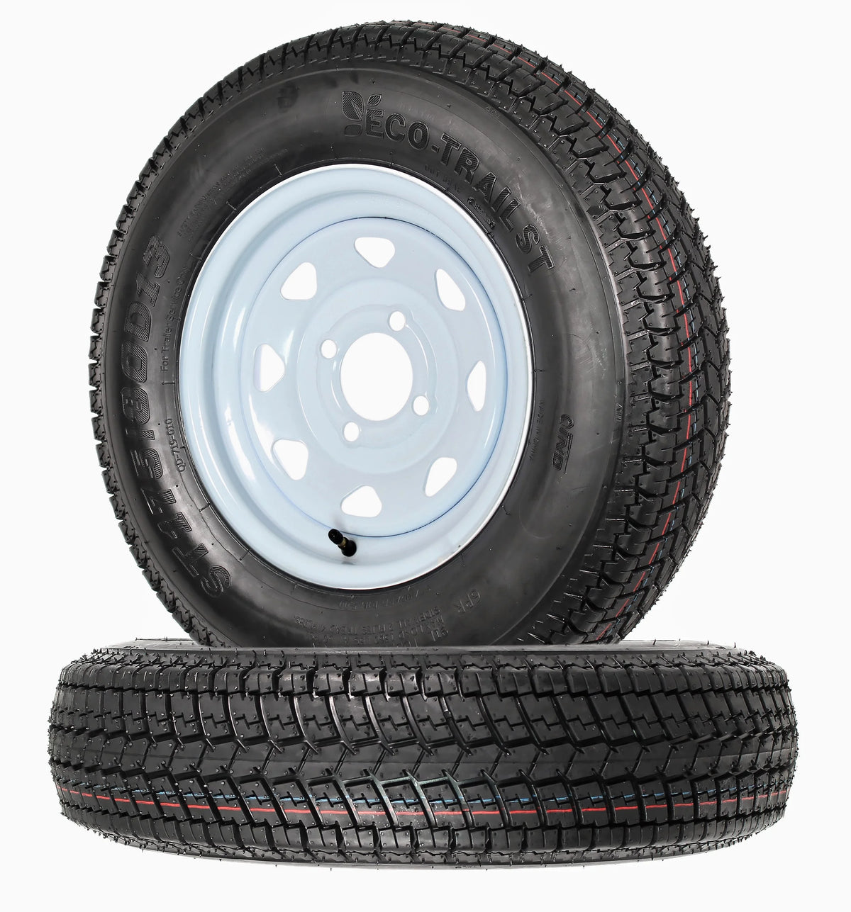 2-Pack Trailer Tire On Rim ST175/80D13 4 Lug White Spoke Wheel O649