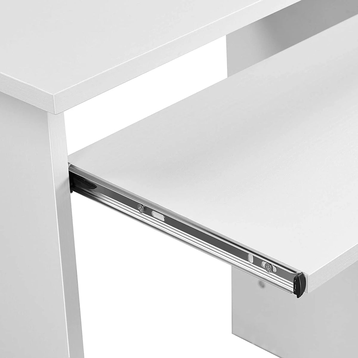 White Wood Computer Desk with Keyboard Tray and Drawers G400