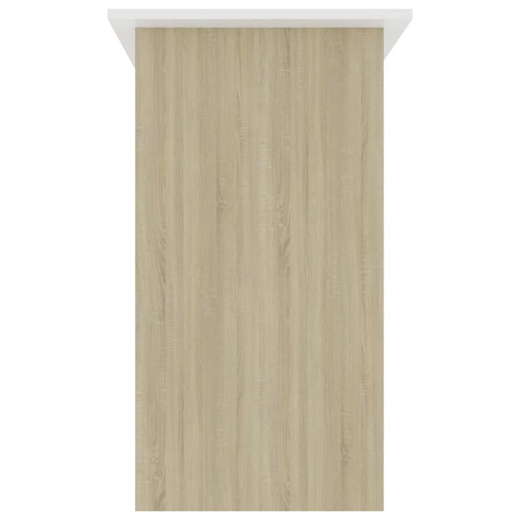 White Computer Desk with Keyboard Tray and Storage Shelves L694185