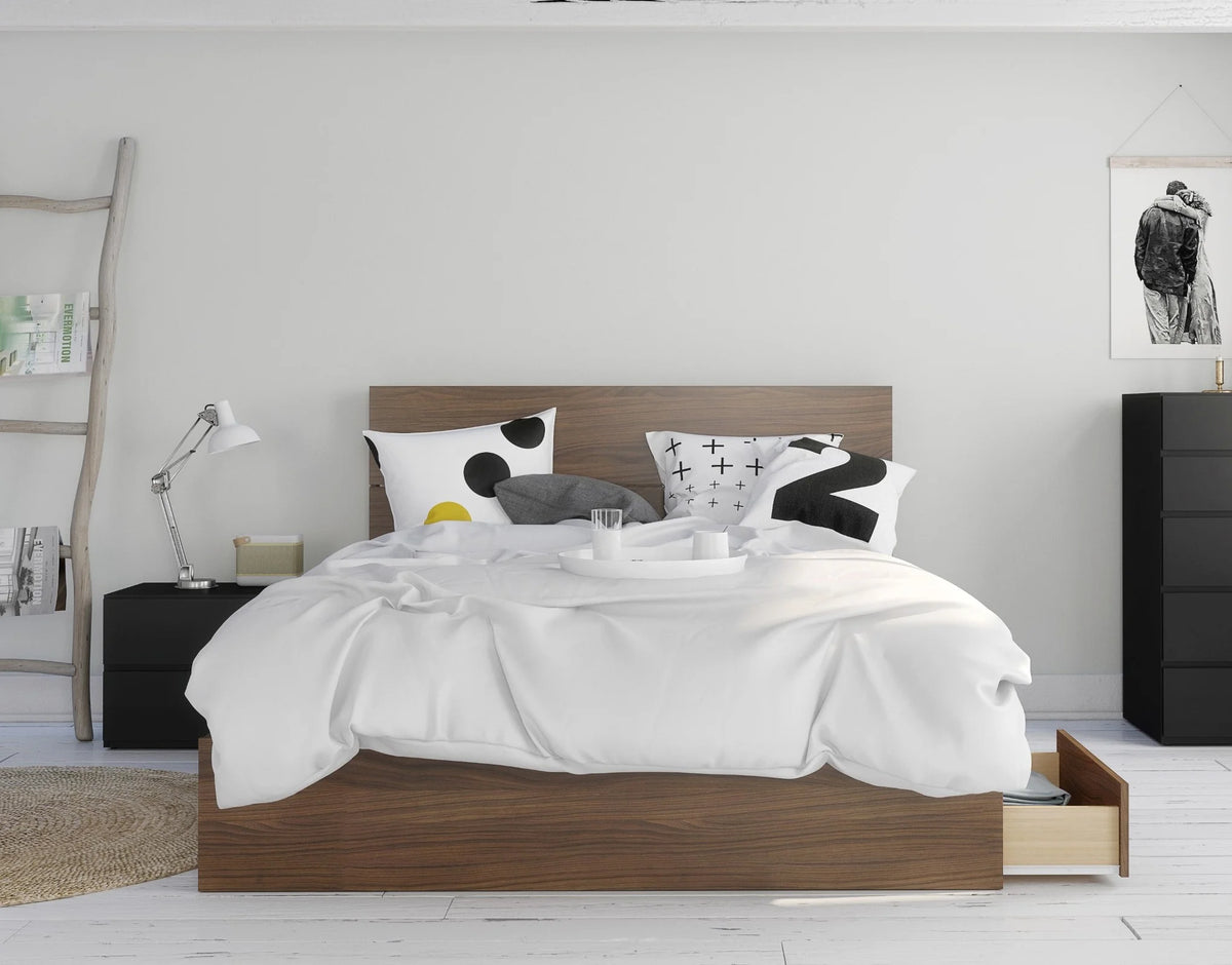 Queen Size Bedroom Set Walnut & Black N596870